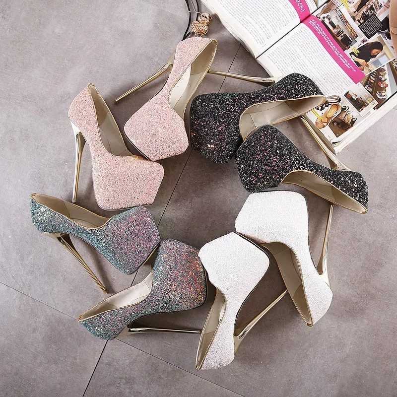 Women High Heels Pumps Fi Flock Womens Sandals Platform Wedding Pumps Casual Thin Heels Womens Shoes HeelsXJ250319