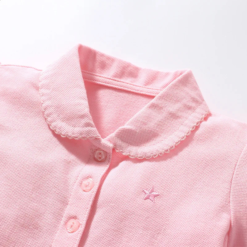 Little maven Girls Polo Shirts Summer Girls Shorts Sleeve Shirts Solid Pink Colors Childrens t-shirts for Girls Clothes 250319