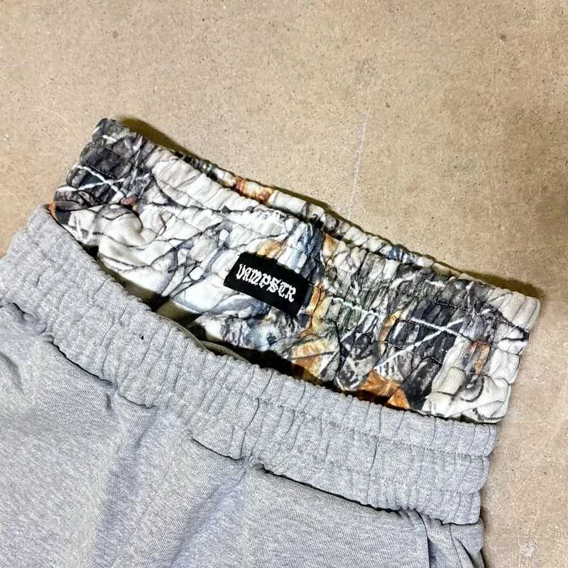 Y2K retro sweatpants high street print camouflage double waist straight leg pants angel pattern solid color men women casualwear X250319