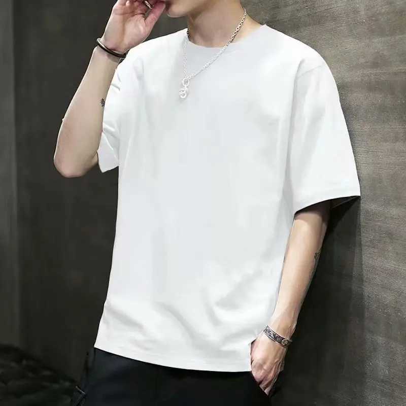 Mens Summer Loose Set 100 Cotton Printed T-shirt TopT250318