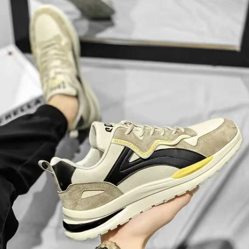 Men Shoes Outdoor Sneakers 2025 Fashion Lightweight Running Shoes PU Leather Tennis Shoes Mesh Lace Up Casual Shoe Tenis Hombres Z250319