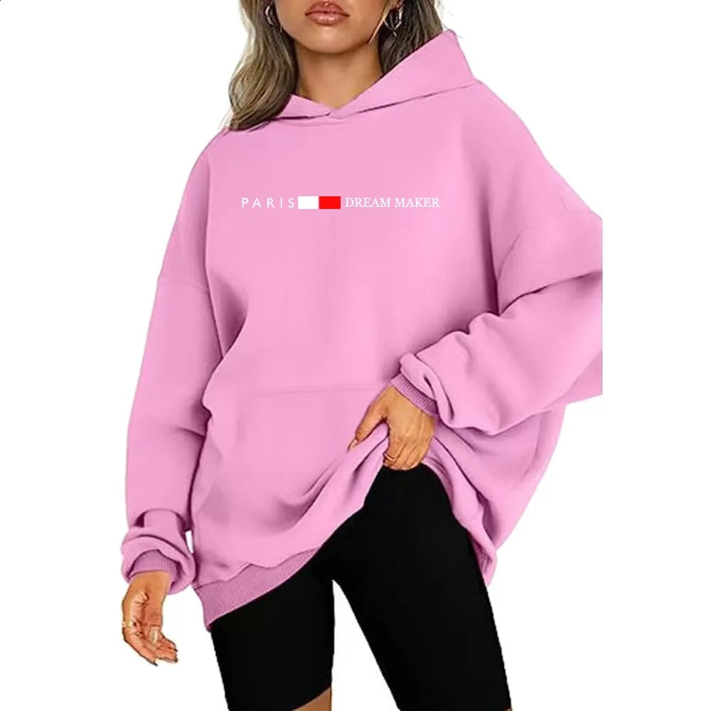 Womens collar super large hoodie pocket fashion trend streetwear classic style lining sportswear 250318