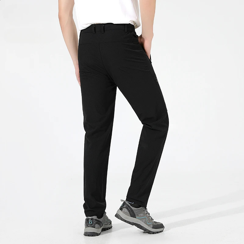 Quick Dry Mens Pants Elastic Waist Stretch Cargo Trouser Male Waterproof Outdoor Summer Zip Pocket Camping Fishing Lightweight 250319