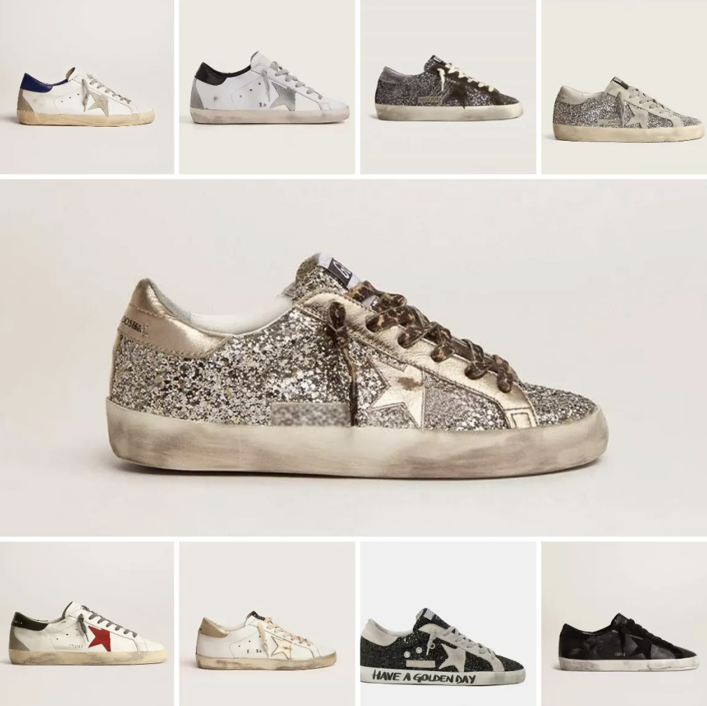 Designer top goldenstar sneaker goos high casual shoes for women super star suede sequined leopard print white doold dirty classic
