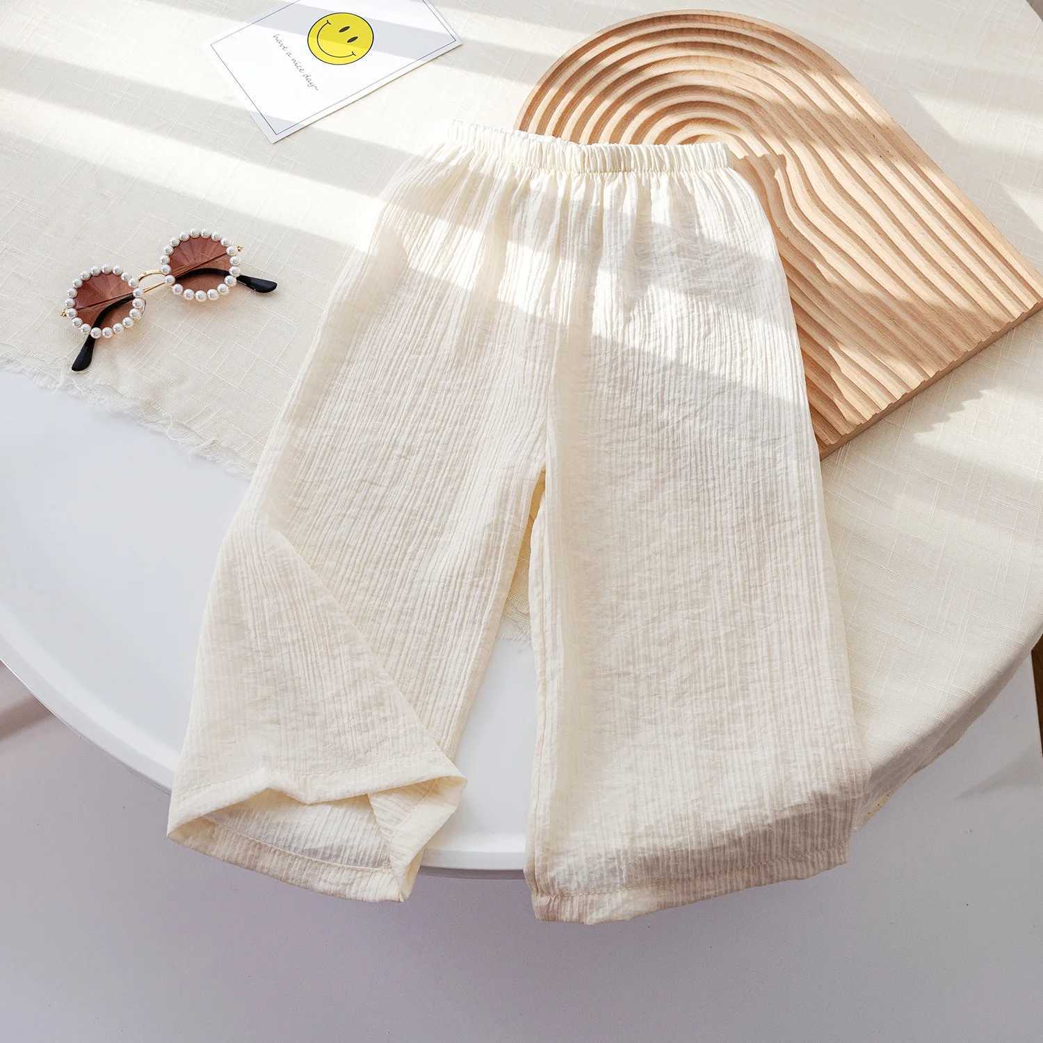 Childrens solid color wide leg boys and girls pants childrens clothing for 1 to 6 yearsT250318