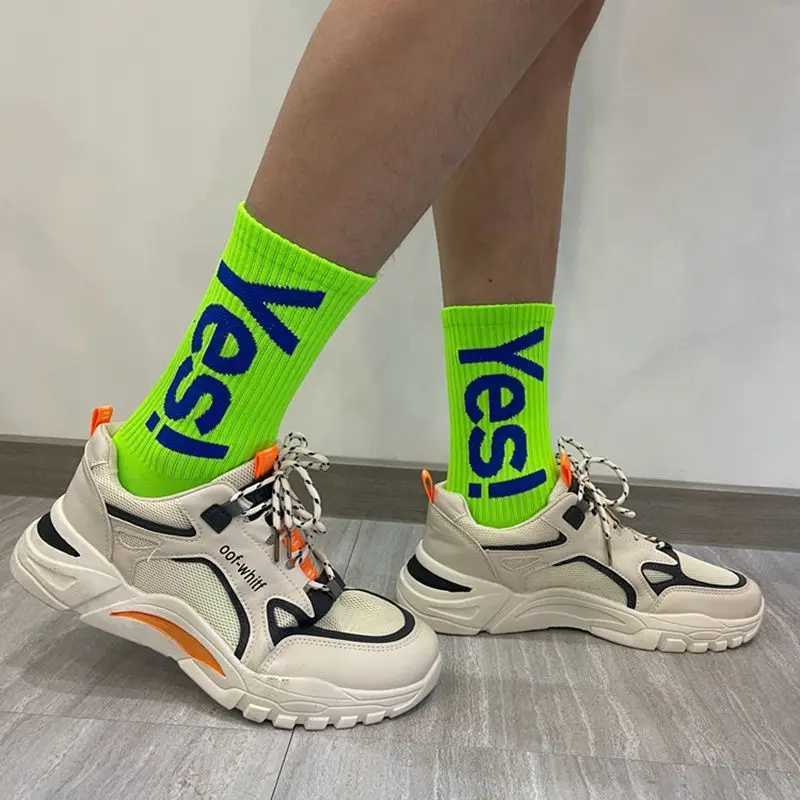 Yes Mens/Womens Midsole Socks Fashion Outdoor Skateboarding Sports Street Socks Breathable X250319