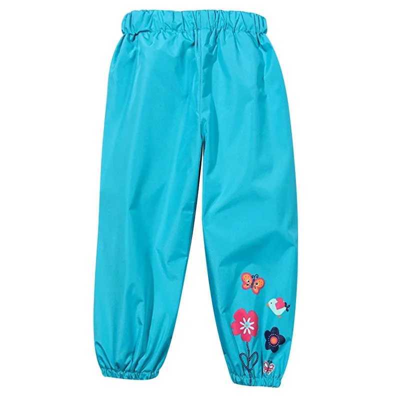 Little Girls Waterproof Rain Long Pants For Kids Baby Fashionable Candy Color Flower Pattern Trousers Casual Elastic Waist PantsT250318