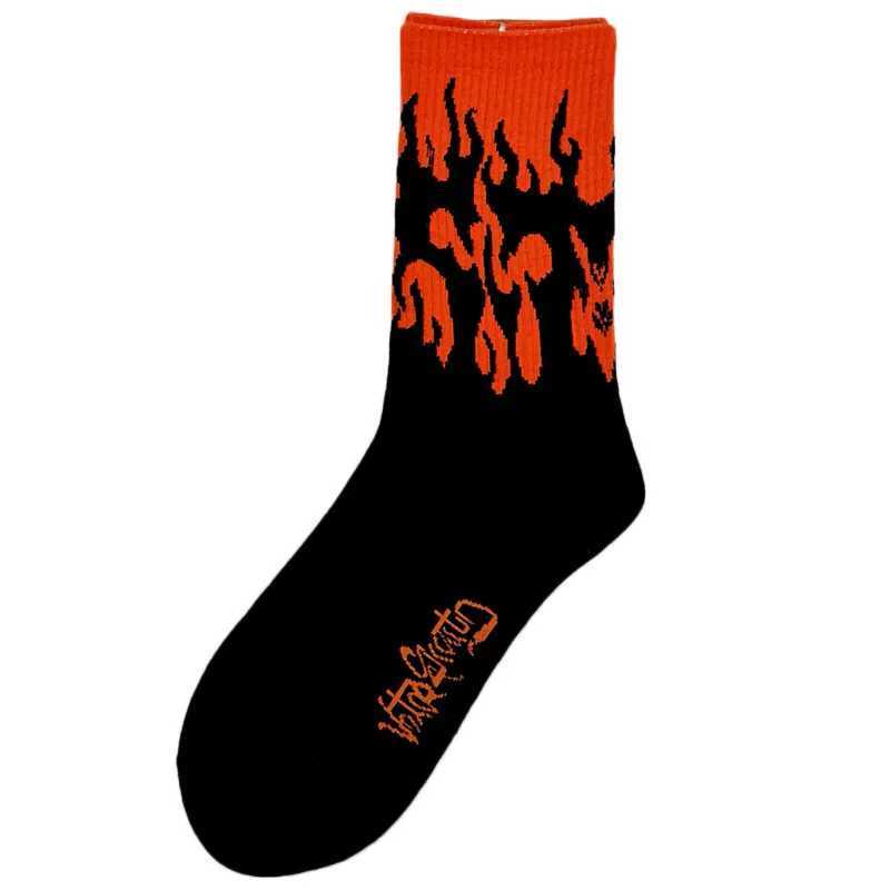 Korean style fashion Harajuku street hip hop socks unisex fun mens socks happy skateboard flame ladies socks X250319