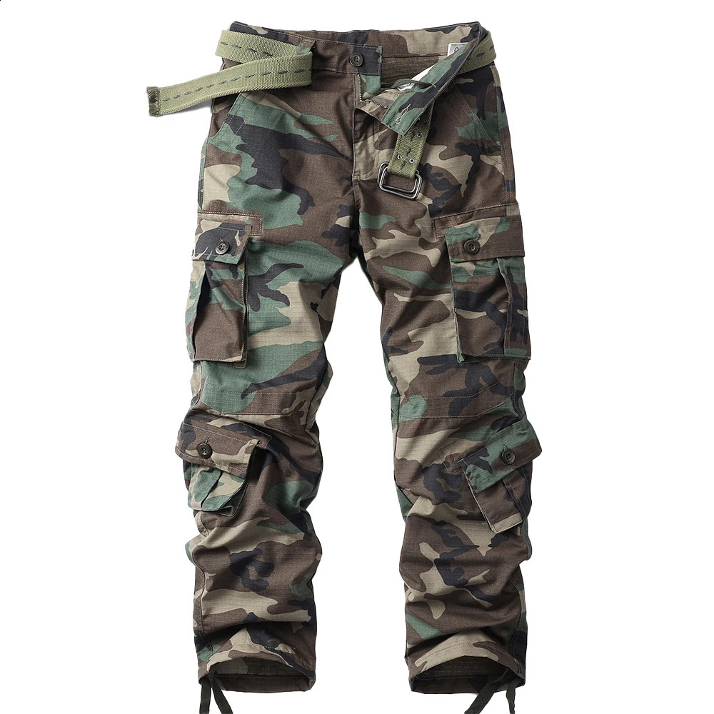 AKARMY Mens Ripstop Wild Cargo Pants Relaxed Fit Hiking Army Camo Combat Casual Work with 8 PocketsNo Belt 250319