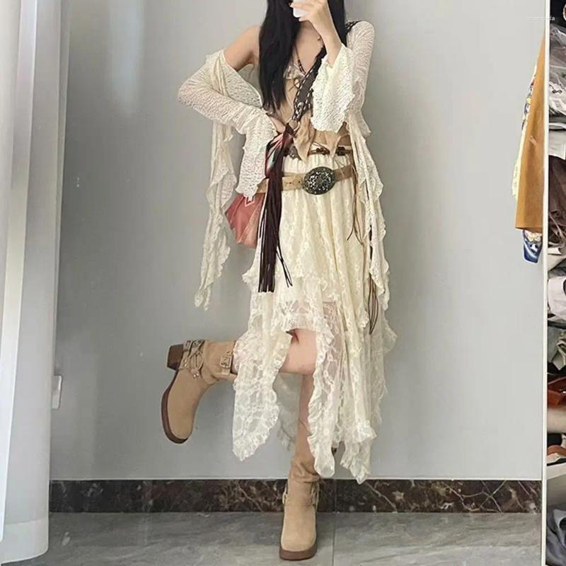 Skirts Women Y2k Spring Summer 2025 In Korean Fashion Harajuku Long Maxi Skirt Woman Clothing Vintage Lace Womens