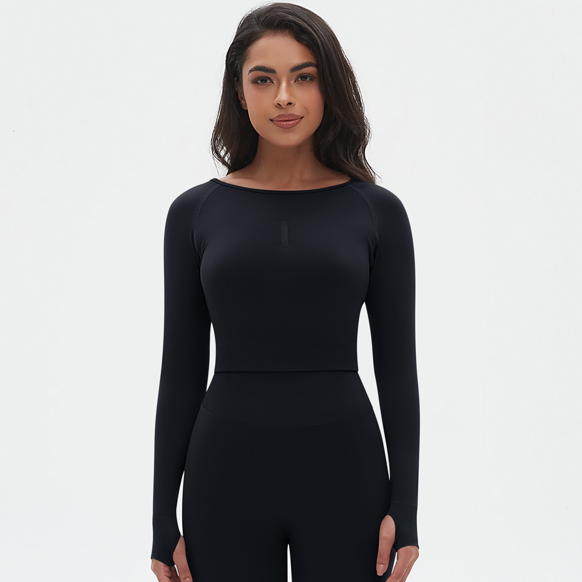 Seamless tracksuit Knitted Solid Color Tight High Elasticity Clothing Long Sleeve Sports Running Fitness Yoga Top for Women leggings