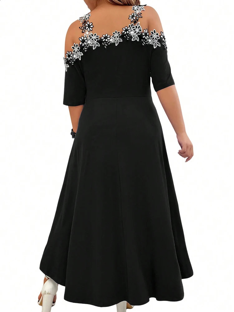 Plus size womens sparkling embossed spaghetti shoulder strap short sleeved dress polyester summer choice 250319