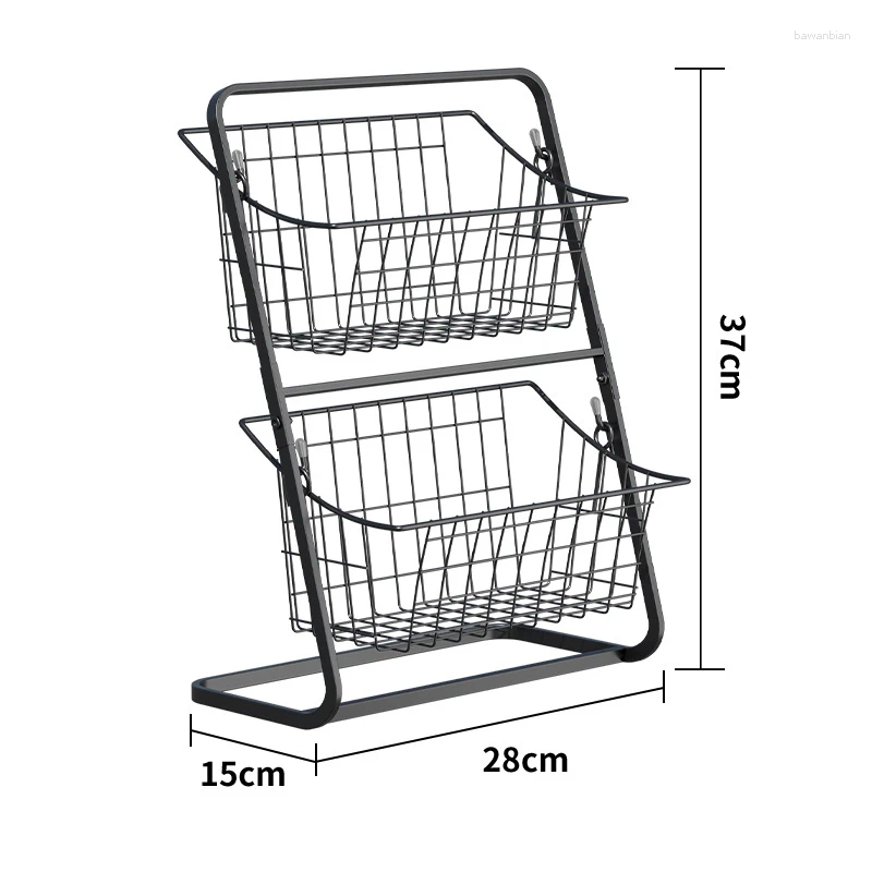 Kitchen Storage Double-layer Rack Cabinet Countertop Onion Ginger Garlic Basket Vegetable And Fruit S