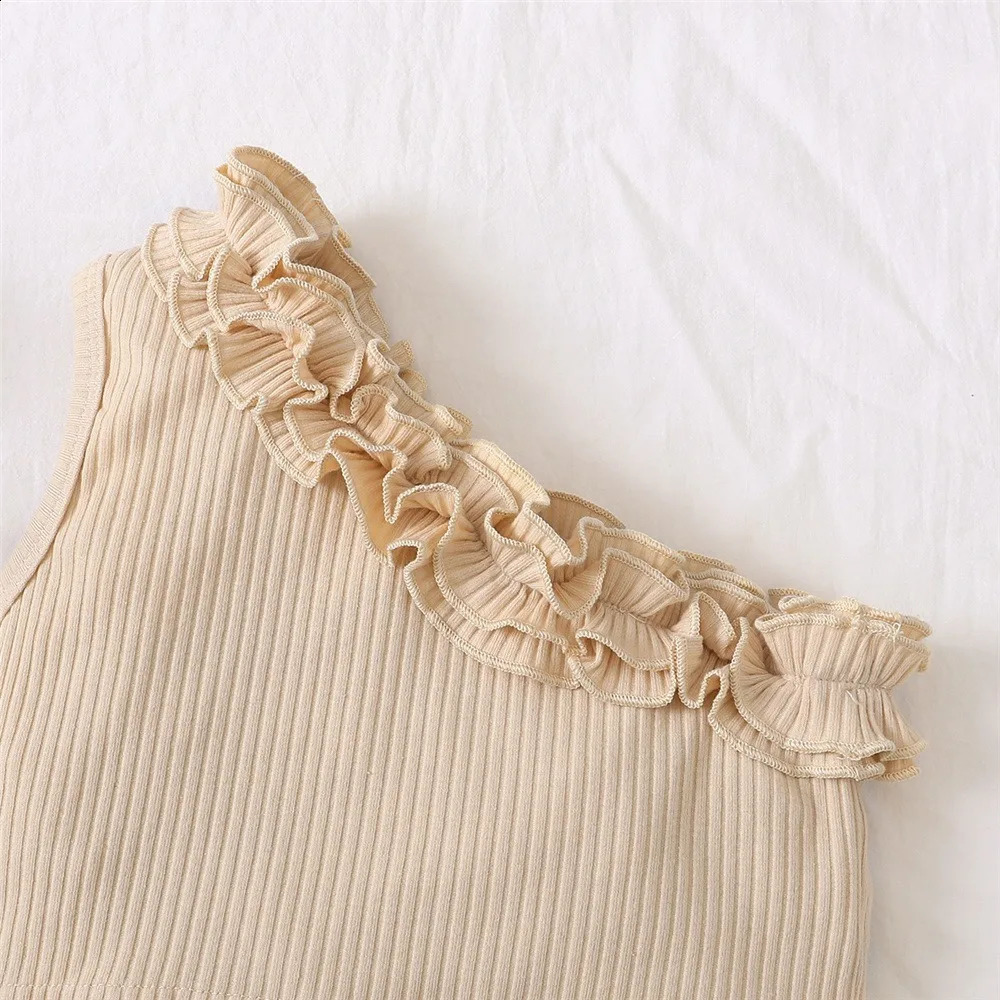 2PCS Kids Baby Girl Clothes Set Retro Off-Shoulder Top Flowers Skirt Summer Cute Sense Of n Suit For Child Girl 1-6 Years 250319