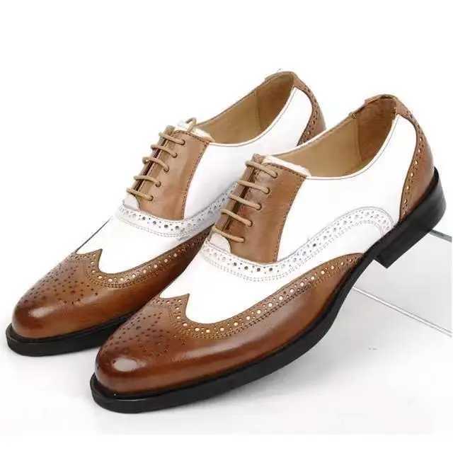 Luxury designer patent leather shoes mens Pointed black and white mixed Oxford wedding dress formal shoes Zapatos HombreXJ250319