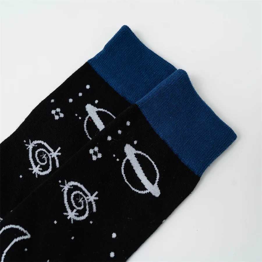MYORED 1 double autumn-winter new sun planet star pattern mens cotton socks X250319