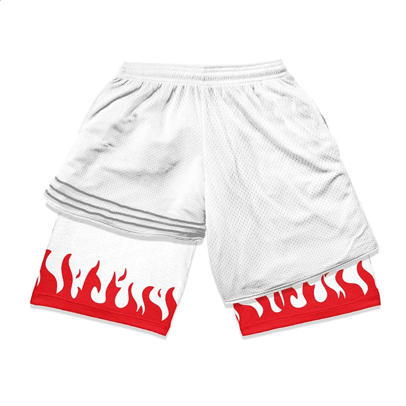 Stylish 2 in 1 Workout Running Shorts for Men Gym Athletic Quick Dry Shorts with Liner Summer Casual Print Shorts with Pockets 250317