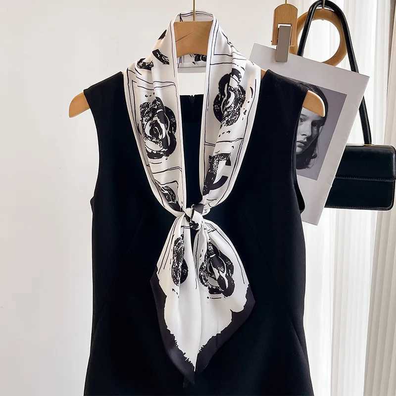 Luxury brand new printed silk scarf with ribbon bag hair strap Korean style collar headband X250319