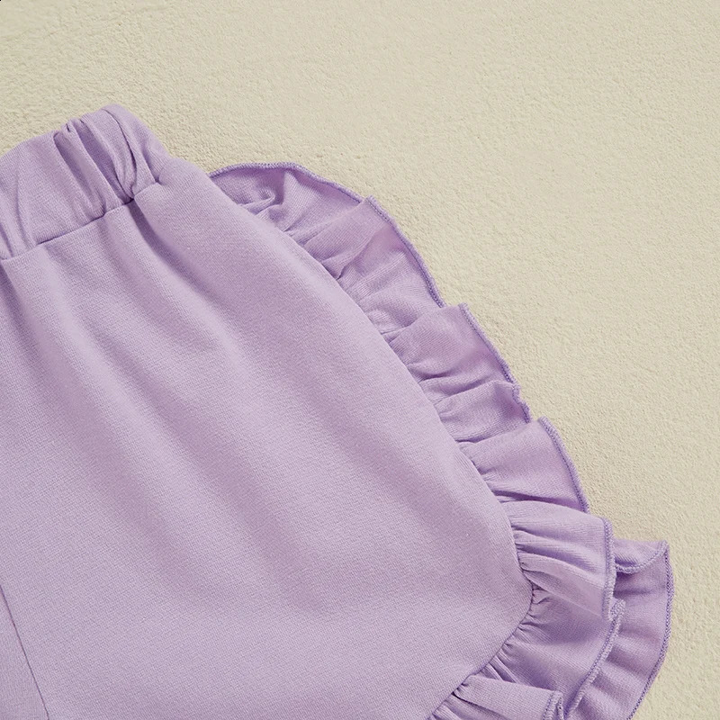 Adorable Baby Girl Cotton Shorts with Bowknot Elastic Waistband Ruffle Hem Casual Summer Short Pants Sweet Toddler Shorts 250319