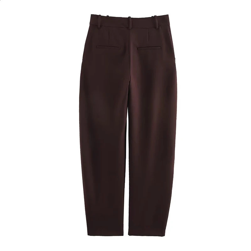 Willshela Womens Fashion 2piece Brown Single Chest Jacket and Retro Front Zipper Trouser Femle Pants Set 250319