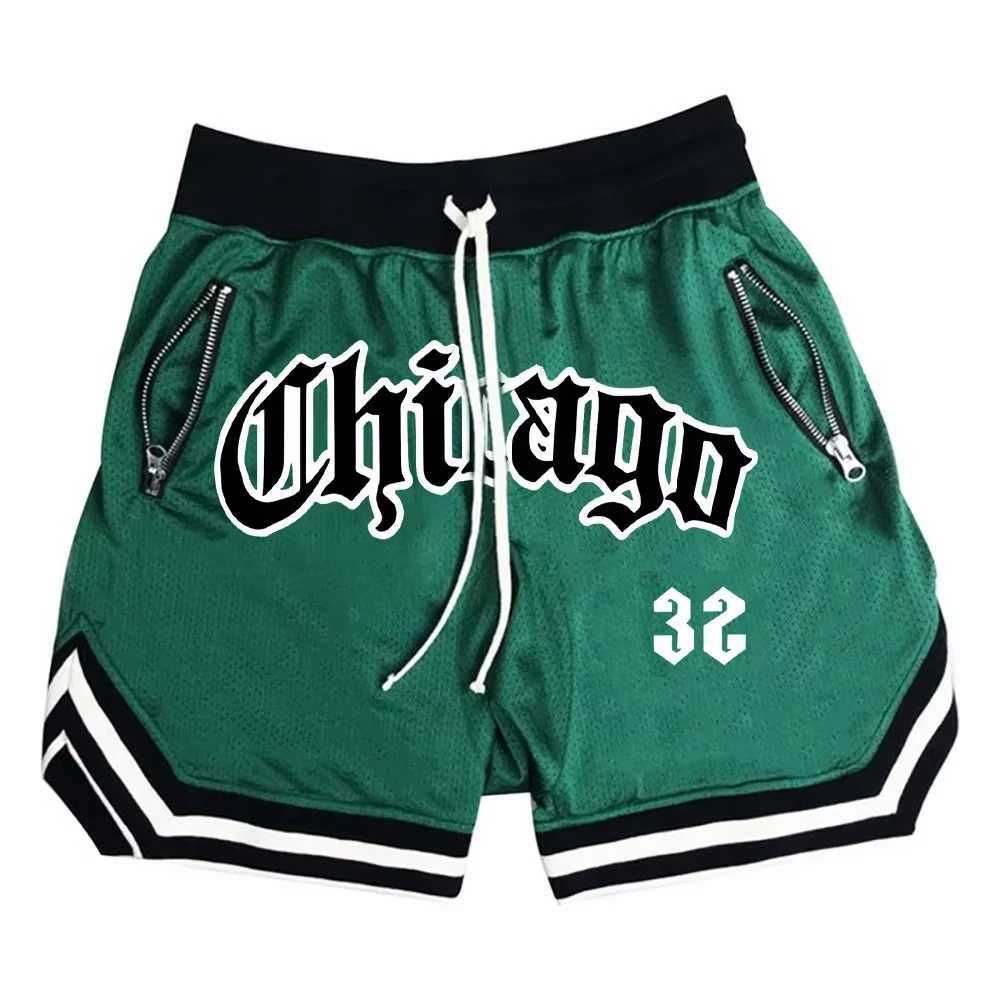 Chicago basketball shorts mens casual sports shorts breathable running training five point PantsMesh fitness shorts W250319