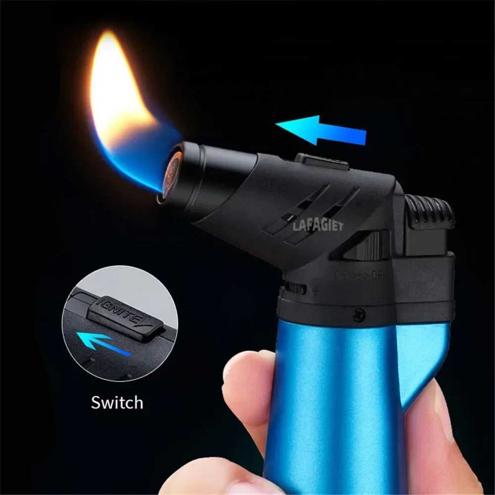 2 In 1 Windproof Turbo Gas Lighters Welding Torch Kitchen Cooking Baking Outdoor BBQ Adjustable Jet Flame Gun Cigar LightersC250318