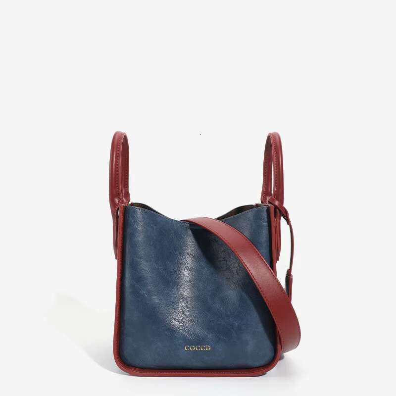 Vintage High Quality PU Leather Large Shoulder Solid Color Simple Handbag Women's Fashion Bucket Bag