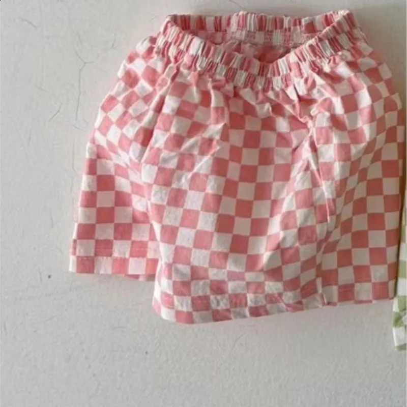 Summer Baby Girl Two-piece Clothes Set Muslin Checkboard Short Sleeve Infant Girl Top And Shorts Suit Sweet Thin Tee Shorts Sets 250319