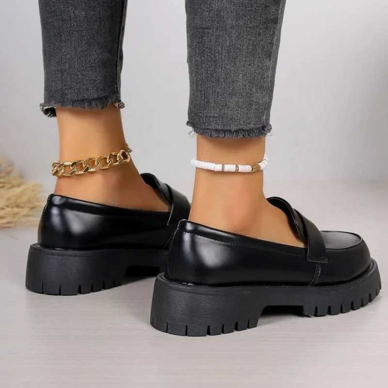 British Style Platform Loafers Women 2025 Plus Size Round Toe Single Shoes Womens Thick soled Pu Leather Shoes Unprinted Good ProductXJ250319