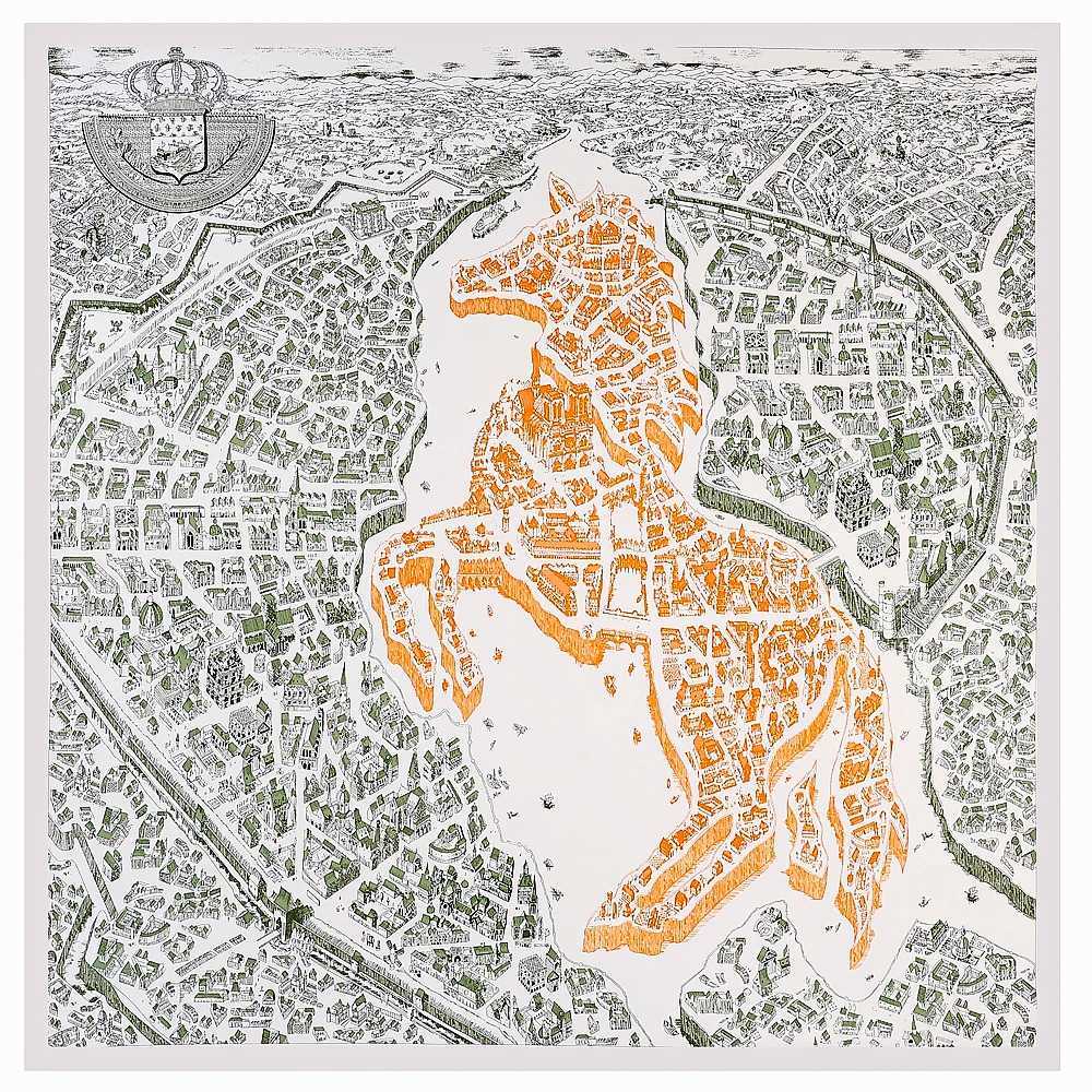 Europe 2022 Spring Fine Horse City of Sky 90*90cm Twill Large Square Scarf Wens Accessories Scarf Beach Shawl Scarf X250319