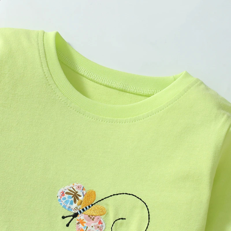 Little Maven Autumn Spring Tops Kids Clothes Childrens Clothing Baby Girls Embroidered Cartoon Rabbits T-shirts Cotton 250319