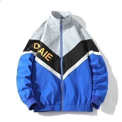 mens streetwear autumn trend windproof jacket zipper Harajuku Coats sport black blue bomber 250317