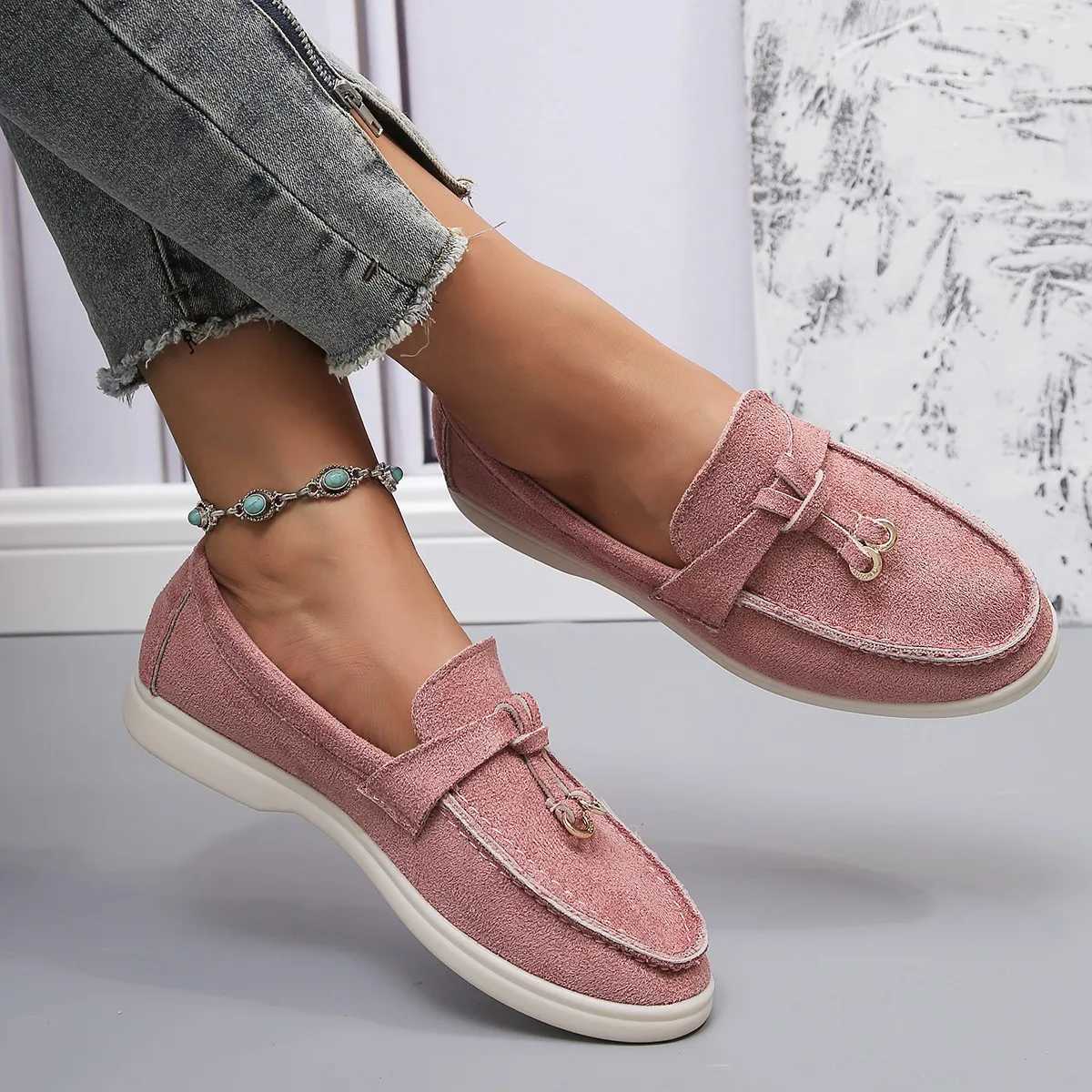 New Lefu Shoes Womens Soft Leather Lazy Mens Thick Bottom Flat Comfortable Single ShoeXJ250319