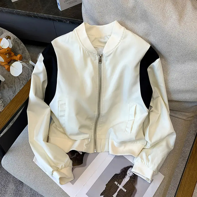 Retro Hong Kong style fashionable womens baseball uniform spring n mini short sleeved jacket 250317