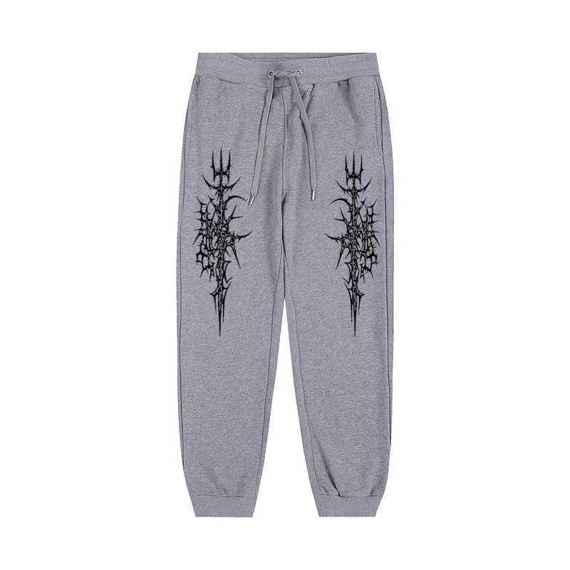 Mens Gothic style Thorn print casual sports pants - Comfortable fit drawstring waistband polyester blend perfect choice for X250319