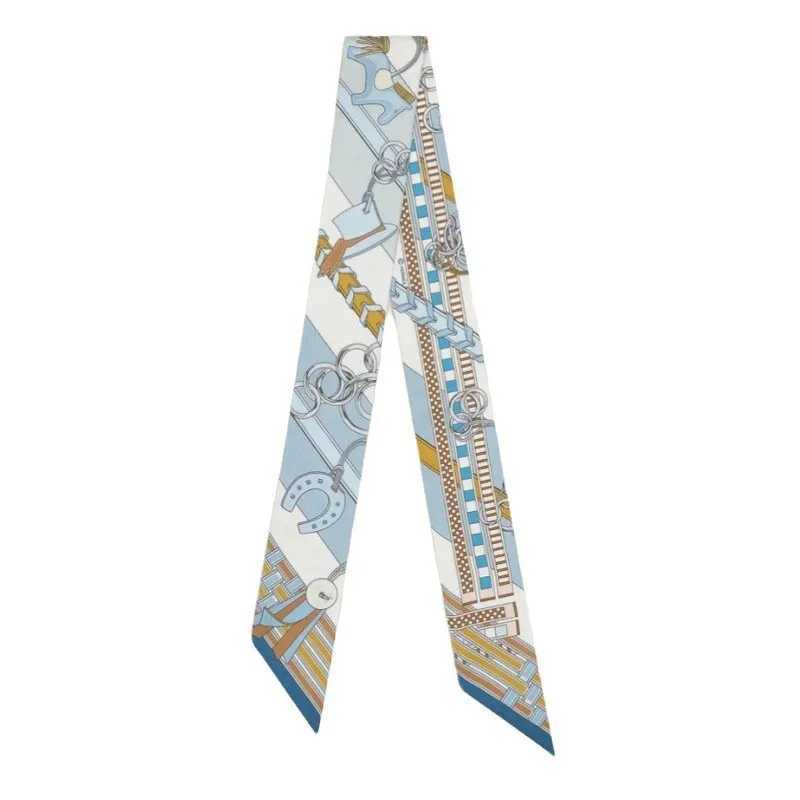 New luxury 5*85-95cm Slender Model Temperament Small Scarf Long Silk Scarf Hair Band Wens All-Match Double-Sided Streamer X250319