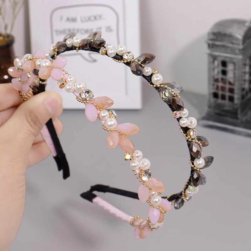 Elegant French Style Artificial Crystal Pearl Headpiece with Rhinestones Perfect for Daily Use and Special Occasions