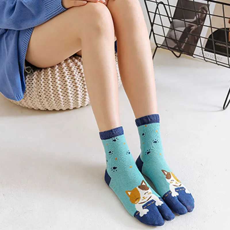 Two Finger Socks Unisex Japanese Kimono Flip Sandals Split Two Toe Sock Tabi Ninja Geta Socks Womens Tabi Socks X250319