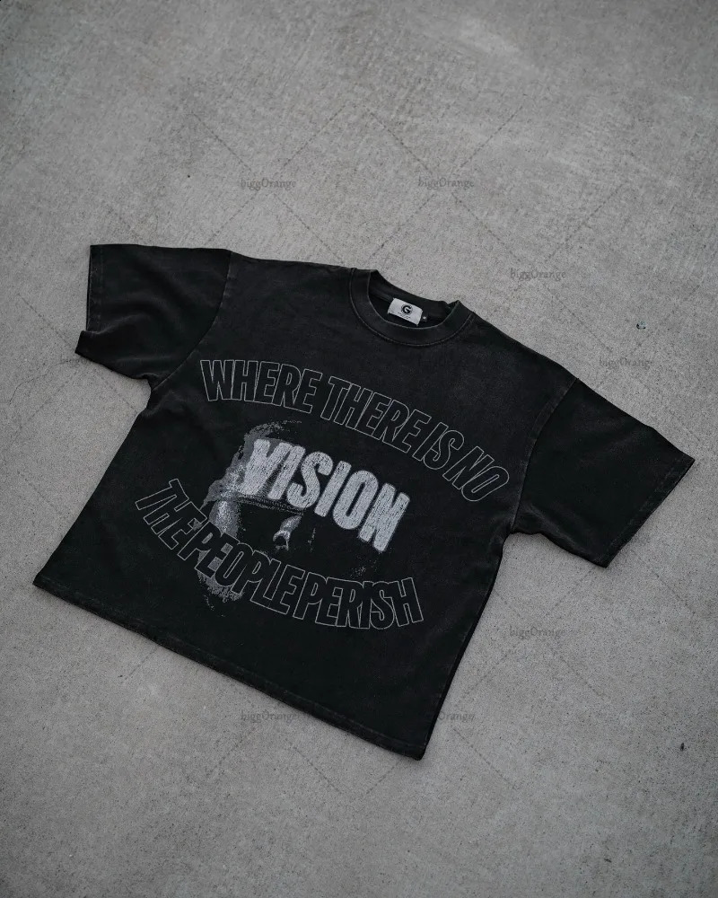 Collar made of pure cotton topnotch European and American street retro Harajuku oversized Tshirt printed with fashionable casual short sleeves 250317