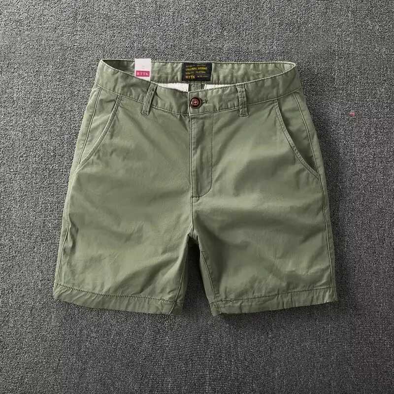 Summer Textured Washed Mens Casual Shorts Trendy Mens Soil Pure Cotton Solid Color Versatile Slim Fitting Workwear Capris W250319
