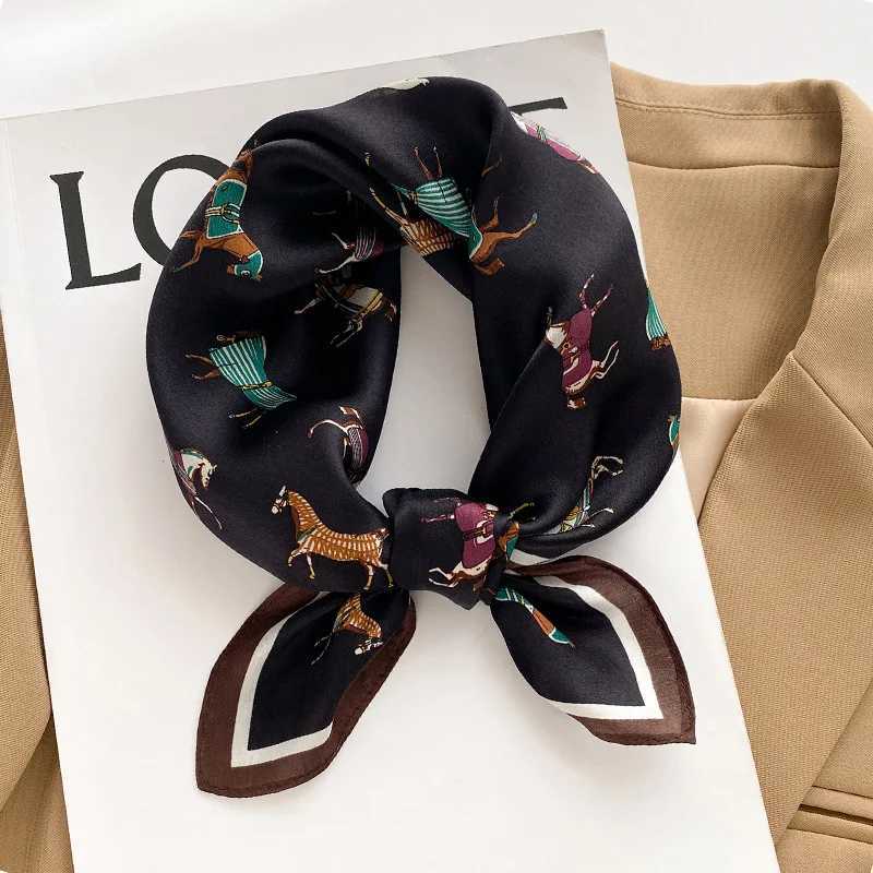 Horse Printing Design 100% Pure Silk Square Scarf Wen Fashion Luxury Brand Scarf Neckerchief Hair Hand Wrist Bandana X250319