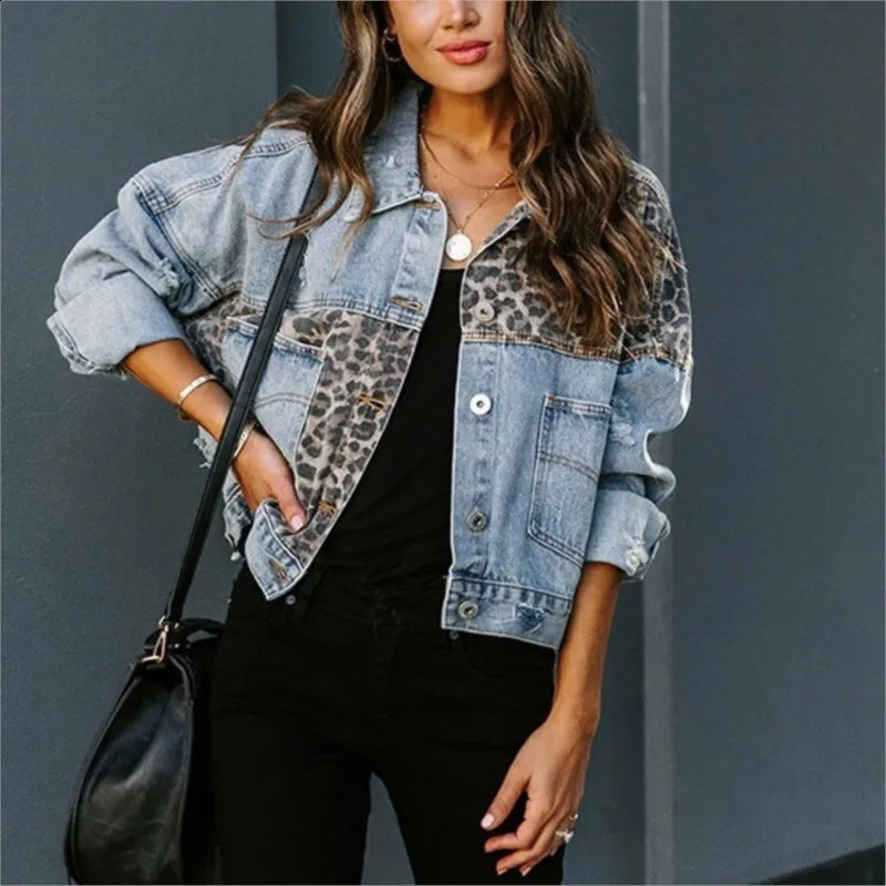 Womens highquality denim jacket fashionable womens casual long sleeved collar button down chest pocket ultrathin autumn and winter 250319