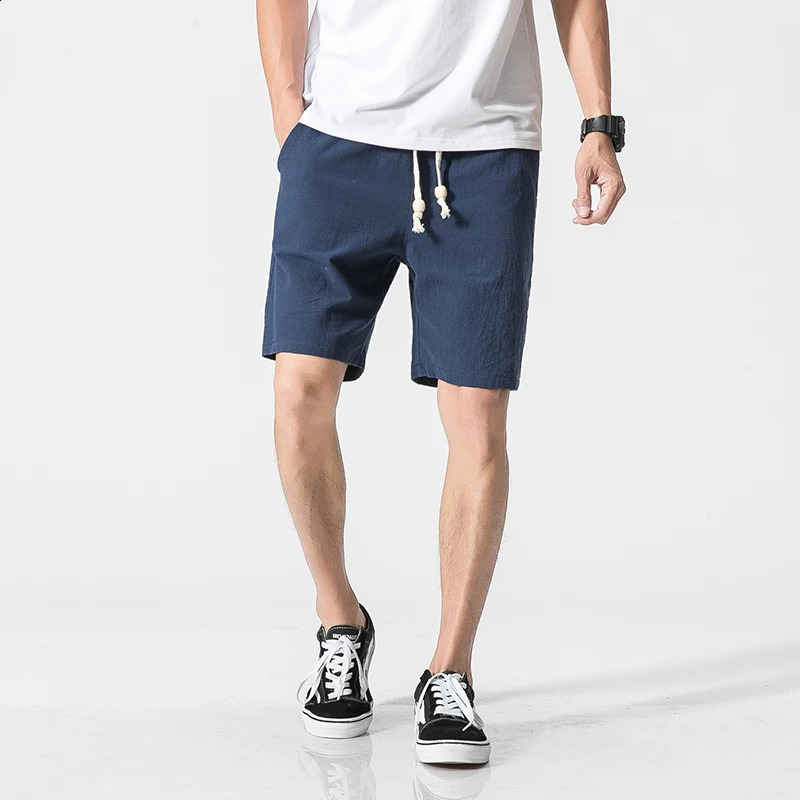 Shorts Men Cotton Linen Casual Shorts Mens Sweat Pants Summer Breathable Comfortable Drawstring Soft Shorts Men Streetwear Pants 250317