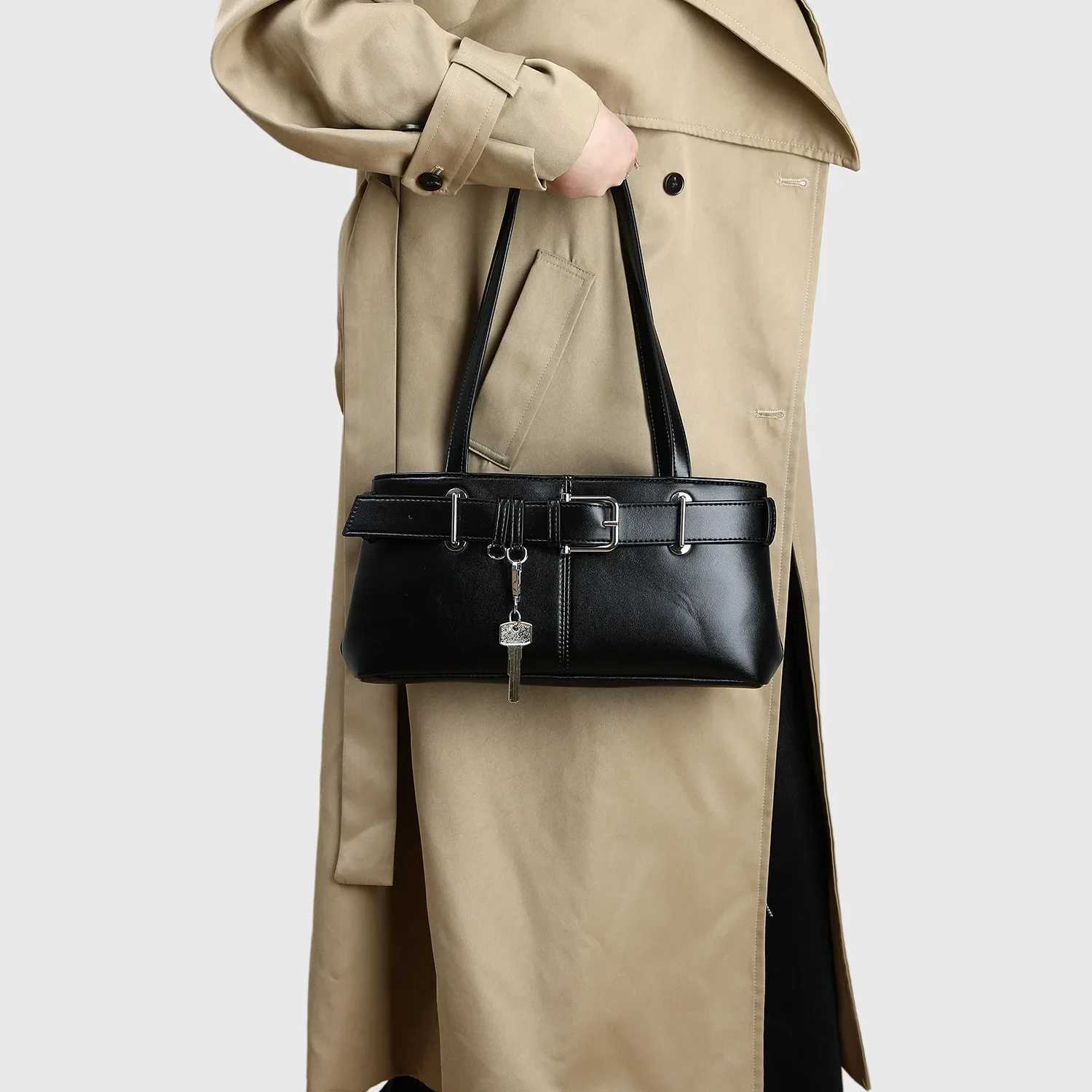 Vintage Style High-End Feel Wens Shoder Bag Niche Cross-Border Genuine Leather Handbag Versatile Underarm Bag Polter Lin Y250318