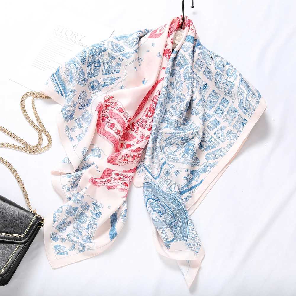 Europe 2022 Spring Fine Horse City of Sky 90*90cm Twill Large Square Scarf Wens Accessories Scarf Beach Shawl Scarf X250319