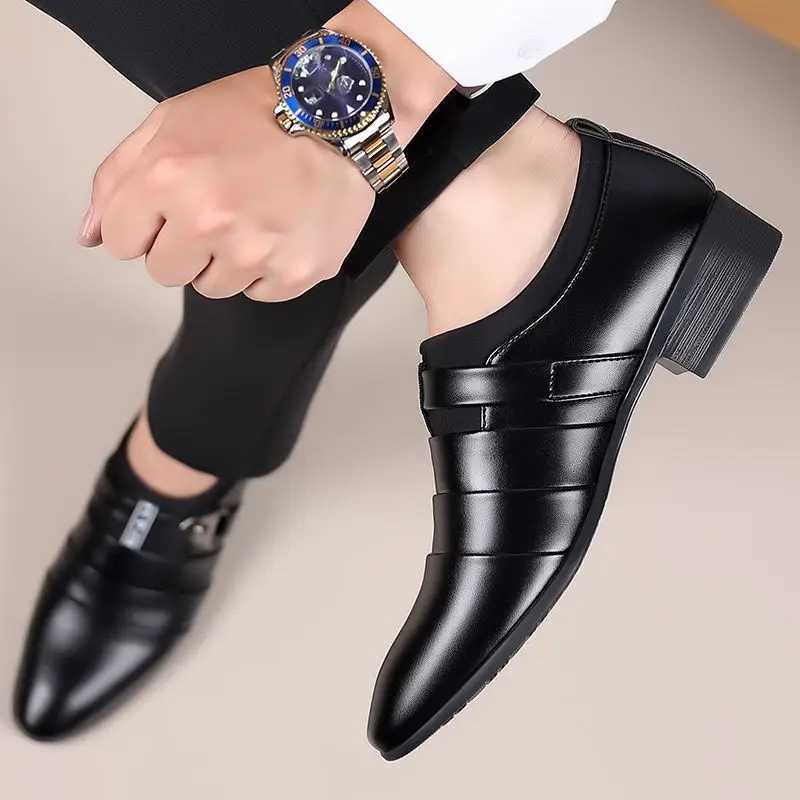 Mens casual leather spring autumn Pointed Toe dress shoes mens official high-quality Fi party legal setXJ250319