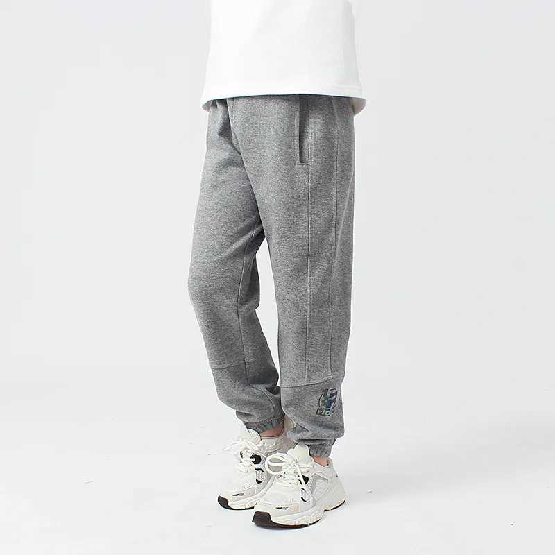 Youth boys clothing autumn childrens loose sports pants gray beige elastic waist Trouser cotton childrens long sports pants 4 8 12 yearsT250318