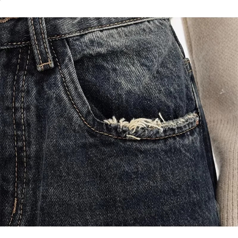 Y2K bagged jeans womens streetwear retro fashion autumn high waisted pants loose wide leg denim Trousers women 250317