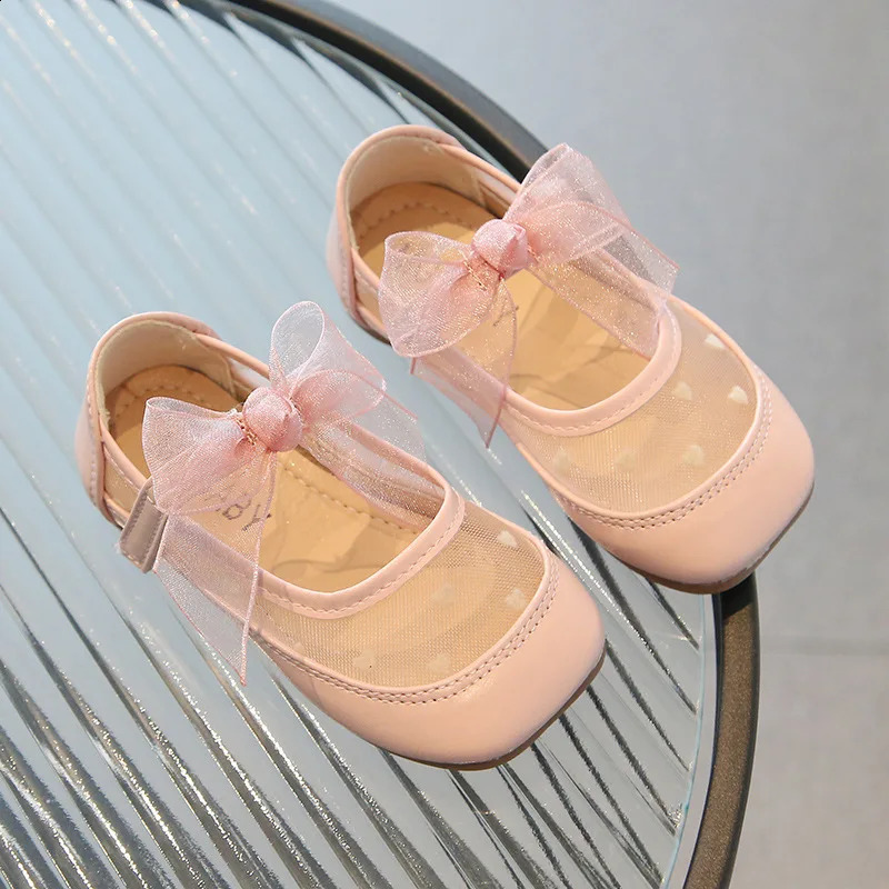 Childrens Leather Shoes SpringSummer Collection Cute Princess Mesh Breathable Bow Single 250319