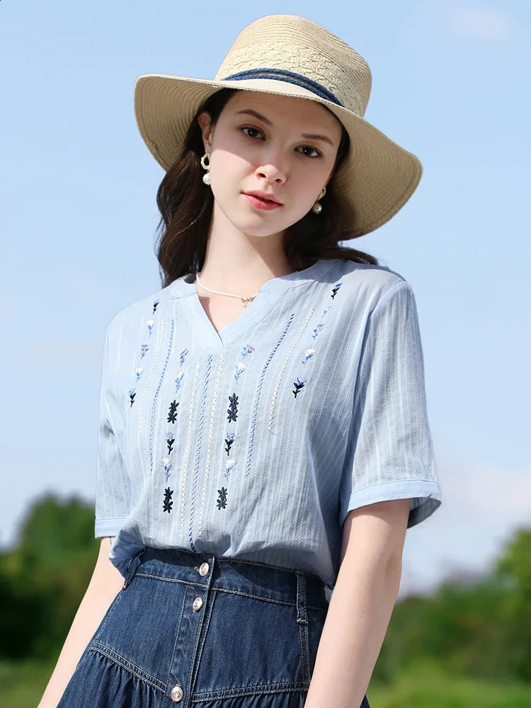 I believe in your womens Vneck cotton ed short sleeved shirt and summer retro chic 2242055629 250318